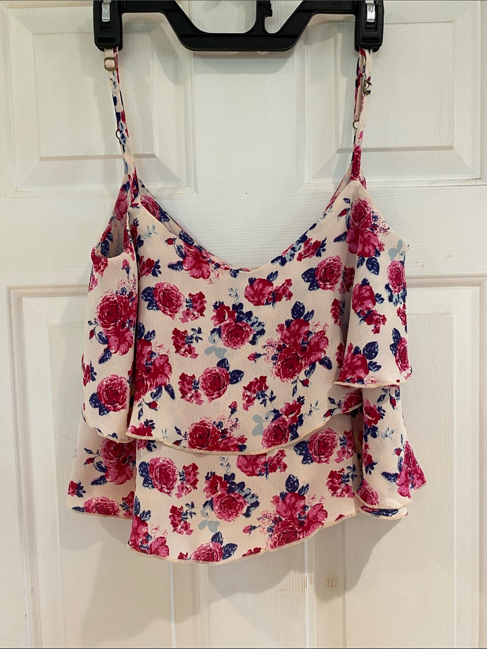 Tori Praver Pink Floral Ruffle Camisole
